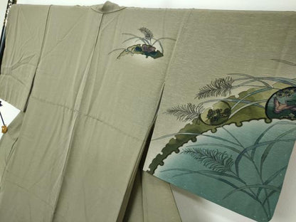 平和屋着物●友禅作家　河野栖山　訪問着　雪輪人物草花文　暈し染め　正絹　逸品　未使用　DABI2864ud