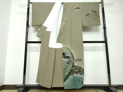 平和屋着物●友禅作家　河野栖山　訪問着　雪輪人物草花文　暈し染め　正絹　逸品　未使用　DABI2864ud