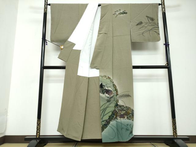 平和屋着物●友禅作家　河野栖山　訪問着　雪輪人物草花文　暈し染め　正絹　逸品　未使用　DABI2864ud