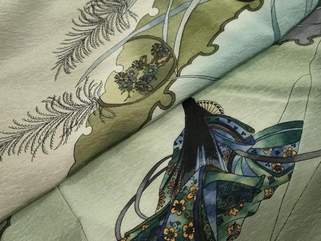 平和屋着物●友禅作家　河野栖山　訪問着　雪輪人物草花文　暈し染め　正絹　逸品　未使用　DABI2864ud
