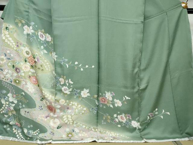 平和屋着物●訪問着　駒刺繍　辻が花　暈し染め　金彩　仮絵羽　正絹　逸品　未使用　DABI2868ud