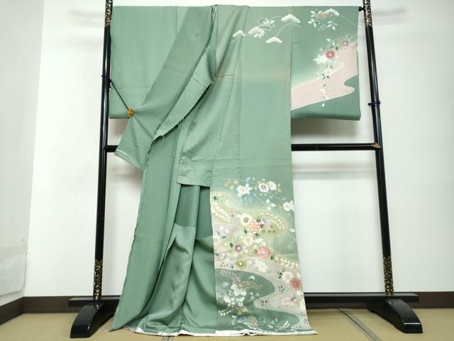 平和屋着物●訪問着　駒刺繍　辻が花　暈し染め　金彩　仮絵羽　正絹　逸品　未使用　DABI2868ud