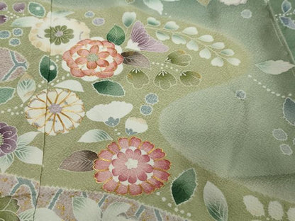 平和屋着物●訪問着　駒刺繍　辻が花　暈し染め　金彩　仮絵羽　正絹　逸品　未使用　DABI2868ud