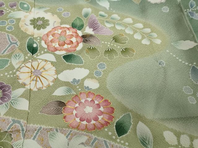 平和屋着物●訪問着　駒刺繍　辻が花　暈し染め　金彩　仮絵羽　正絹　逸品　未使用　DABI2868ud