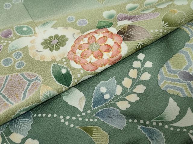 平和屋着物●訪問着　駒刺繍　辻が花　暈し染め　金彩　仮絵羽　正絹　逸品　未使用　DABI2868ud