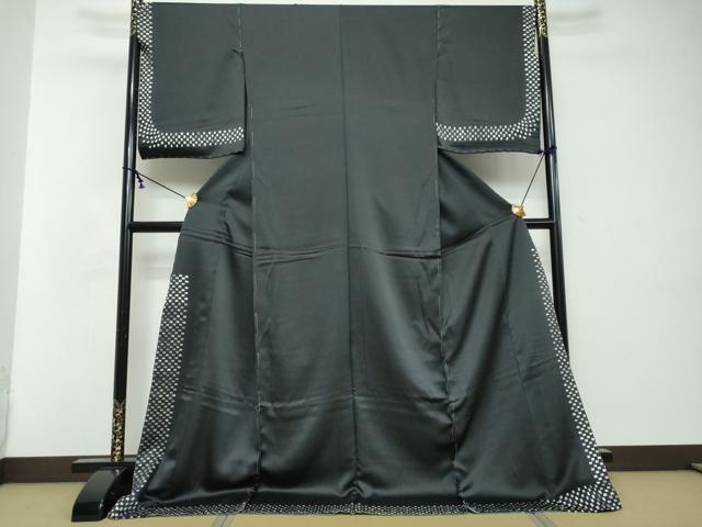 平和屋着物●訪問着　作家物　変わり格子文　黒地　仮絵羽　正絹　逸品　未使用　DABI2869ud
