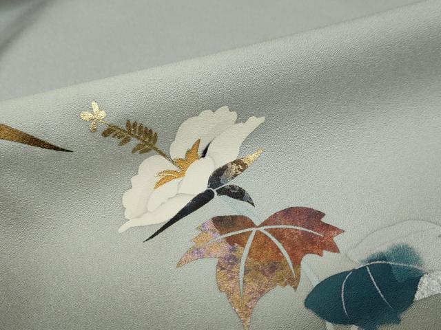 平和屋着物●訪問着　草花文　暈し染め　金銀彩　仮絵羽　正絹　逸品　未使用　DABI2871ud