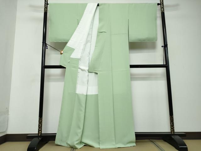 平和屋着物●上質な色無地　若芽色　正絹　逸品　未使用　DABI2874ud