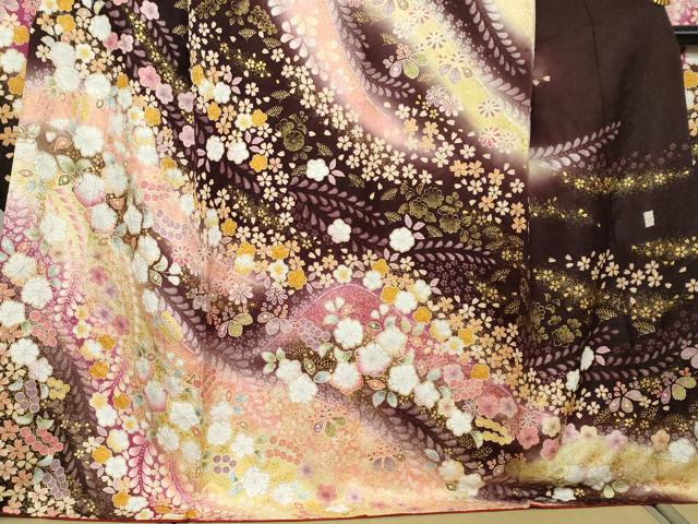 平和屋着物●豪華振袖　辻が花　暈し染め　金彩　金通し地　正絹　逸品　DABI2877ud