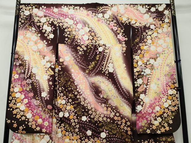 平和屋着物●豪華振袖　辻が花　暈し染め　金彩　金通し地　正絹　逸品　DABI2877ud