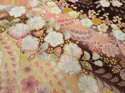 平和屋着物●豪華振袖　辻が花　暈し染め　金彩　金通し地　正絹　逸品　DABI2877ud