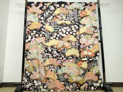 平和屋着物●越後十日町の一流染匠　桐屋・翠山工房　振袖　辻が花　暈し染め　金彩　正絹　逸品　DABI2879ud