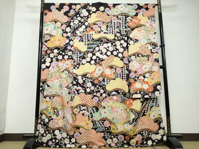 平和屋着物●越後十日町の一流染匠　桐屋・翠山工房　振袖　辻が花　暈し染め　金彩　正絹　逸品　DABI2879ud