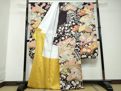 平和屋着物●越後十日町の一流染匠　桐屋・翠山工房　振袖　辻が花　暈し染め　金彩　正絹　逸品　DABI2879ud