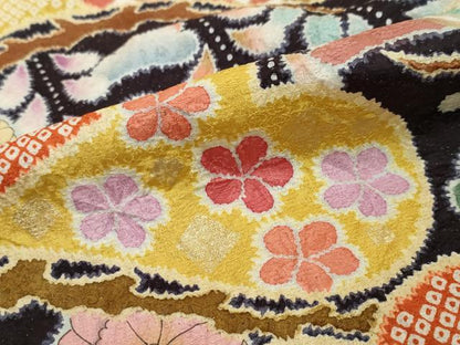 平和屋着物●越後十日町の一流染匠　桐屋・翠山工房　振袖　辻が花　暈し染め　金彩　正絹　逸品　DABI2879ud