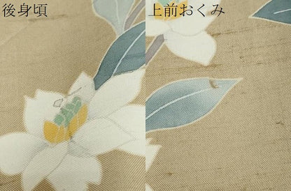 平和屋着物●本加賀友禅作家　成竹登茂男　訪問着　白山紬　草花文　阪急百貨店扱い　正絹　逸品　DABI2880ud