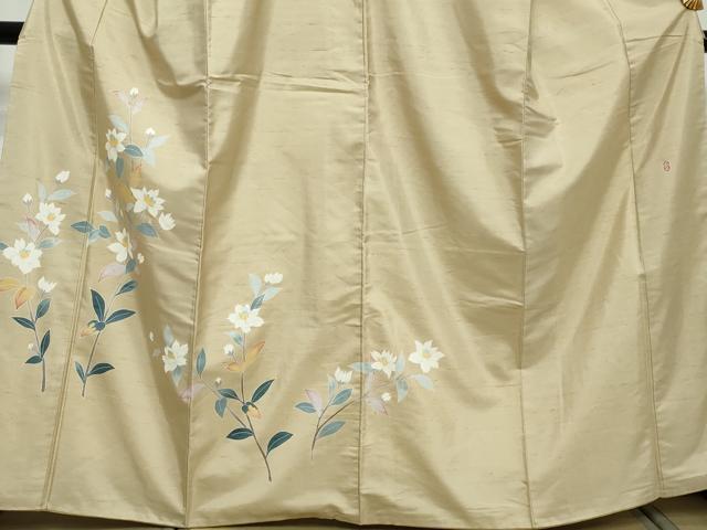 平和屋着物●本加賀友禅作家　成竹登茂男　訪問着　白山紬　草花文　阪急百貨店扱い　正絹　逸品　DABI2880ud