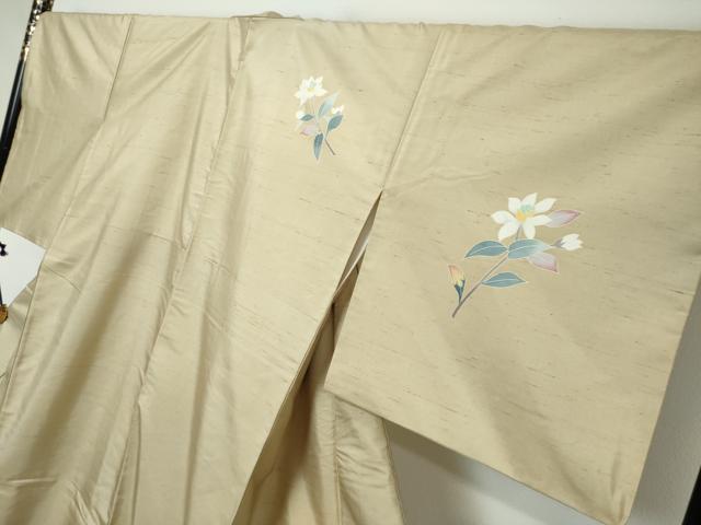 平和屋着物●本加賀友禅作家　成竹登茂男　訪問着　白山紬　草花文　阪急百貨店扱い　正絹　逸品　DABI2880ud