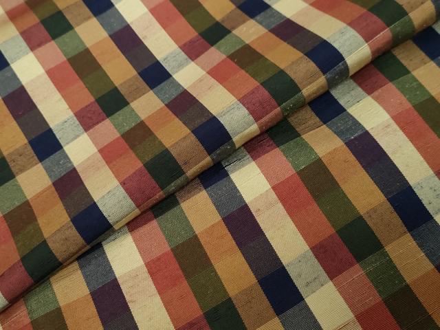 平和屋着物●上質な紬　変わり格子文　正絹　逸品　未使用　DABI2882ud