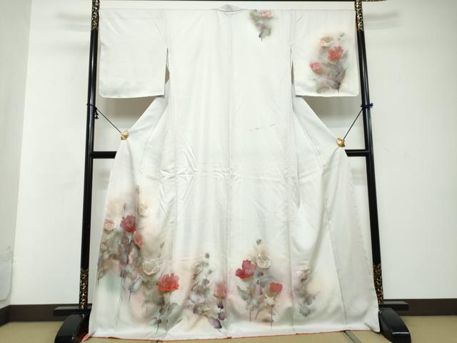 平和屋着物●訪問着　草花文　暈し染め　金彩　ロング丈　正絹　逸品　未使用　DABI2884ud