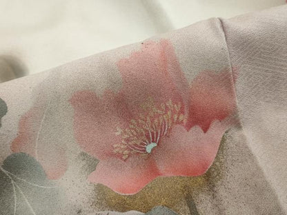 平和屋着物●訪問着　草花文　暈し染め　金彩　ロング丈　正絹　逸品　未使用　DABI2884ud