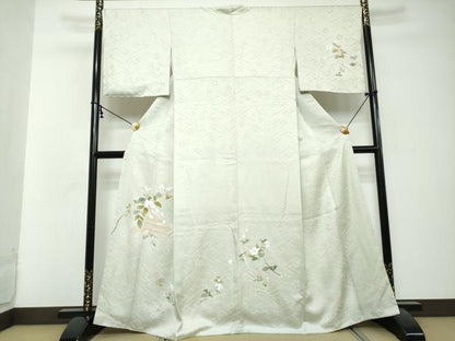 平和屋着物●訪問着　草花文　暈し染め　反端付き　正絹　逸品　未使用　DABI2885ud