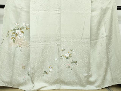 平和屋着物●訪問着　草花文　暈し染め　反端付き　正絹　逸品　未使用　DABI2885ud