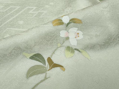 平和屋着物●訪問着　草花文　暈し染め　反端付き　正絹　逸品　未使用　DABI2885ud