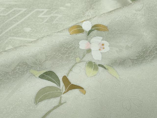平和屋着物●訪問着　草花文　暈し染め　反端付き　正絹　逸品　未使用　DABI2885ud