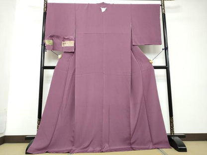 平和屋着物●上質な色無地　堅牢草木染　堅牢染　梅紫色　反端付き　ロング丈　正絹　逸品　未使用　DABI2887ud