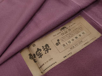 平和屋着物●上質な色無地　堅牢草木染　堅牢染　梅紫色　反端付き　ロング丈　正絹　逸品　未使用　DABI2887ud