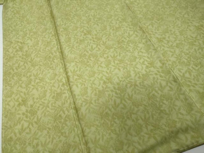 平和屋着物●男性　洛楽人工房　お召　桐竹鳳凰　若苗色　正絹　逸品　未使用　DABI2888ud
