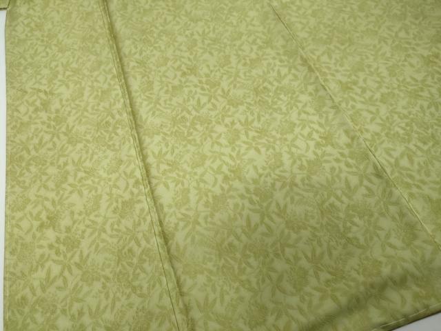 平和屋着物●男性　洛楽人工房　お召　桐竹鳳凰　若苗色　正絹　逸品　未使用　DABI2888ud
