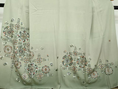 平和屋着物●豪華色留袖　作家物　総刺繍　洋花文　暈し染め　金糸　正絹　逸品　未使用　DABI2889ud