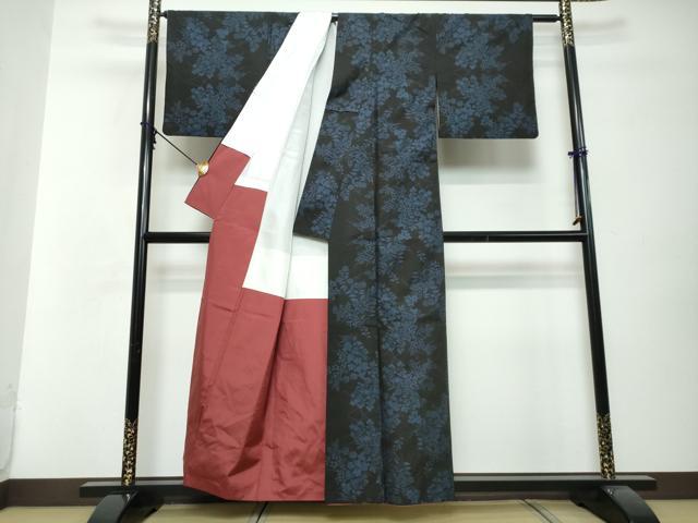 平和屋着物●本場大島紬　9マルキ　草花文　正絹　逸品　DABI2892ud