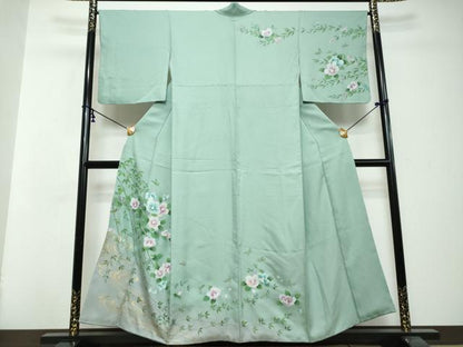 平和屋着物●訪問着　花蝶文　暈し染め　金彩　正絹　逸品　DABI2893ud