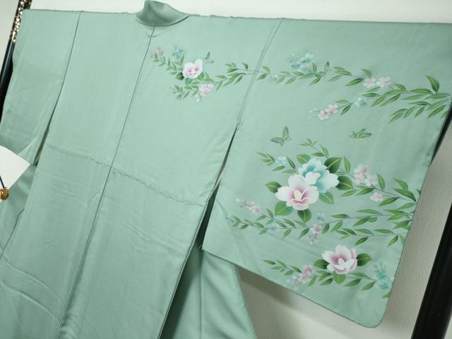 平和屋着物●訪問着　花蝶文　暈し染め　金彩　正絹　逸品　DABI2893ud