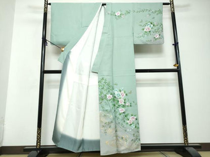 平和屋着物●訪問着　花蝶文　暈し染め　金彩　正絹　逸品　DABI2893ud
