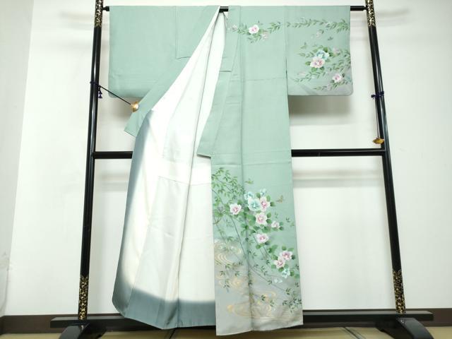 平和屋着物●訪問着　花蝶文　暈し染め　金彩　正絹　逸品　DABI2893ud