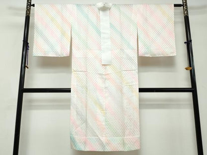 平和屋着物●長襦袢　無双仕立て　鱗地紋　暈し染め　反端付き　正絹　逸品　DABI2896ud