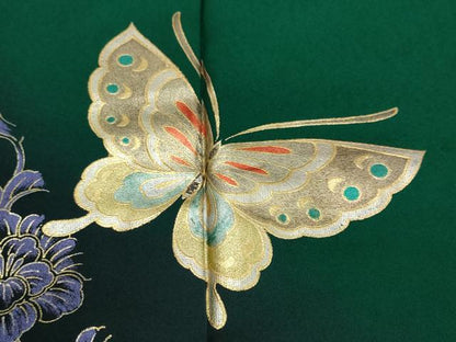 平和屋着物●豪華振袖　花蝶文　暈し染め　金彩　正絹　逸品　DABI2902ud