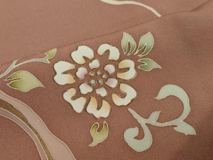 平和屋着物●訪問着　駒刺繍　道長草花文　金彩　正絹　逸品　DABI2906ud