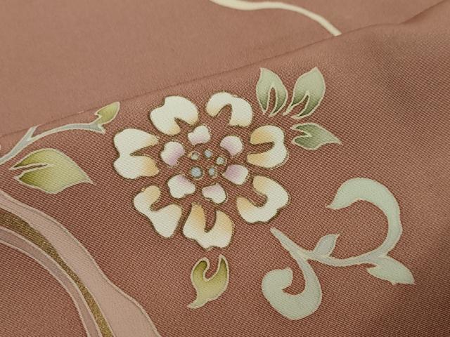平和屋着物●訪問着　駒刺繍　道長草花文　金彩　正絹　逸品　DABI2906ud