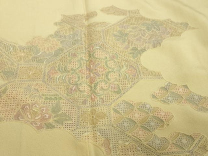 平和屋着物●中国三大刺繍　スワトウ刺繍　汕頭刺繍　総刺繍　訪問着　吉祥草花文　正絹　逸品　DABI2909ud