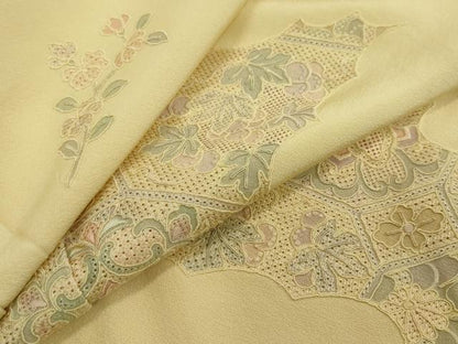 平和屋着物●中国三大刺繍　スワトウ刺繍　汕頭刺繍　総刺繍　訪問着　吉祥草花文　正絹　逸品　DABI2909ud