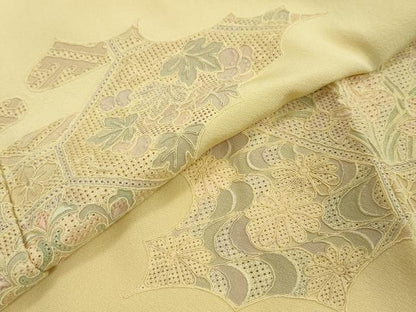平和屋着物●中国三大刺繍　スワトウ刺繍　汕頭刺繍　総刺繍　訪問着　吉祥草花文　正絹　逸品　DABI2909ud