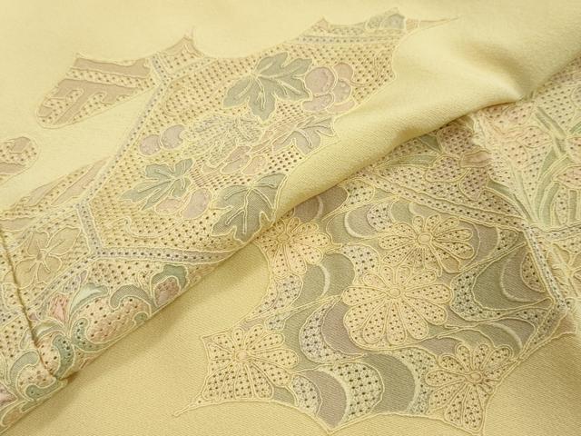 平和屋着物●中国三大刺繍　スワトウ刺繍　汕頭刺繍　総刺繍　訪問着　吉祥草花文　正絹　逸品　DABI2909ud