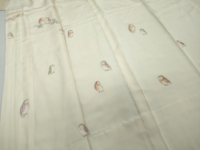 平和屋着物●長襦袢　無双仕立て　梟　ふくろう　正絹　逸品　DABI2913ud