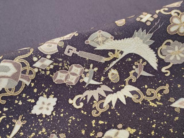 平和屋着物●夢一光　村上一光　訪問着　宝尽くし飛鶴花文　金彩　正絹　逸品　未使用　DABI2921ud