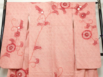 平和屋着物●豪華振袖　総絞り　花唐草文　正絹　逸品　DABI2924ud